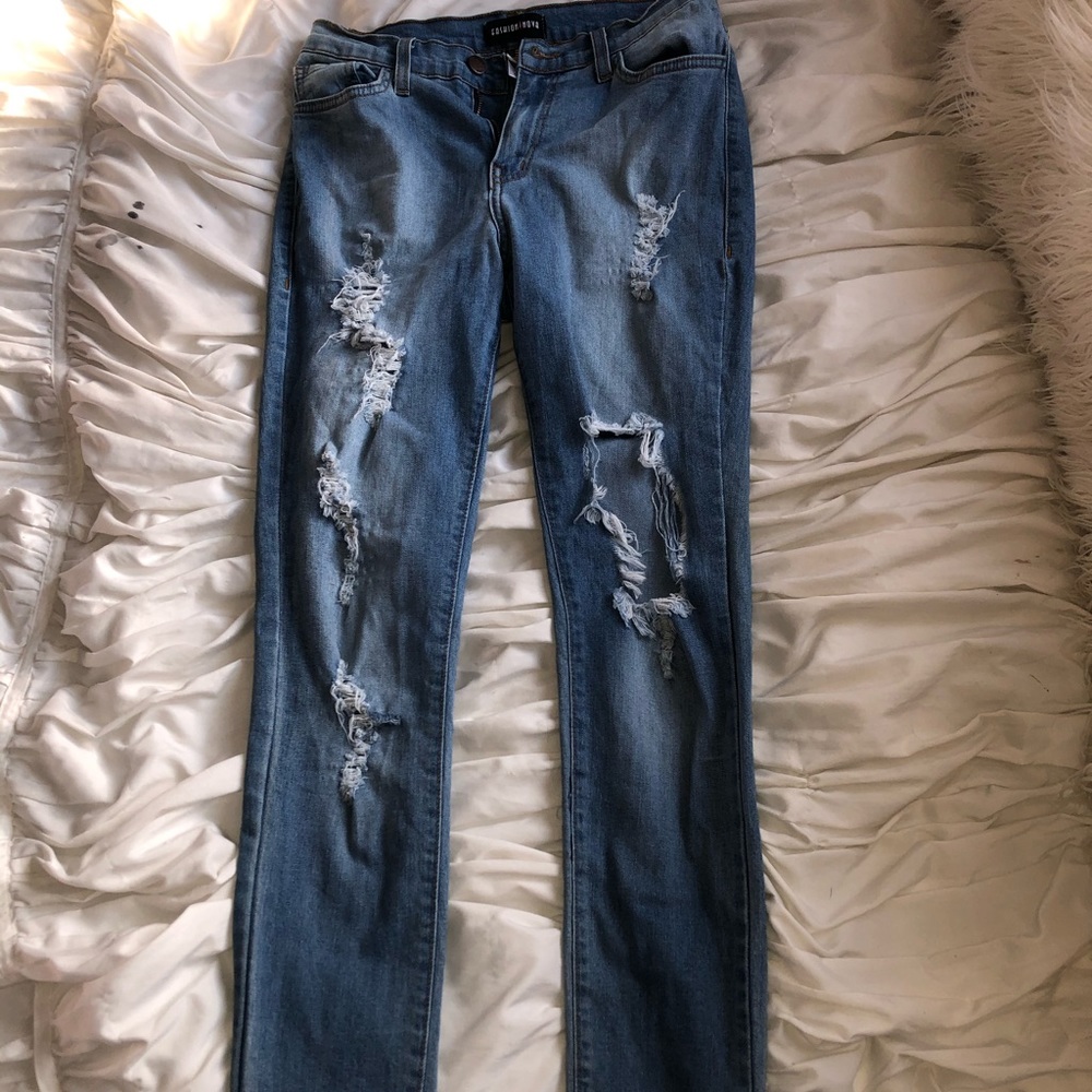 fashion nova high rise ripped jeans